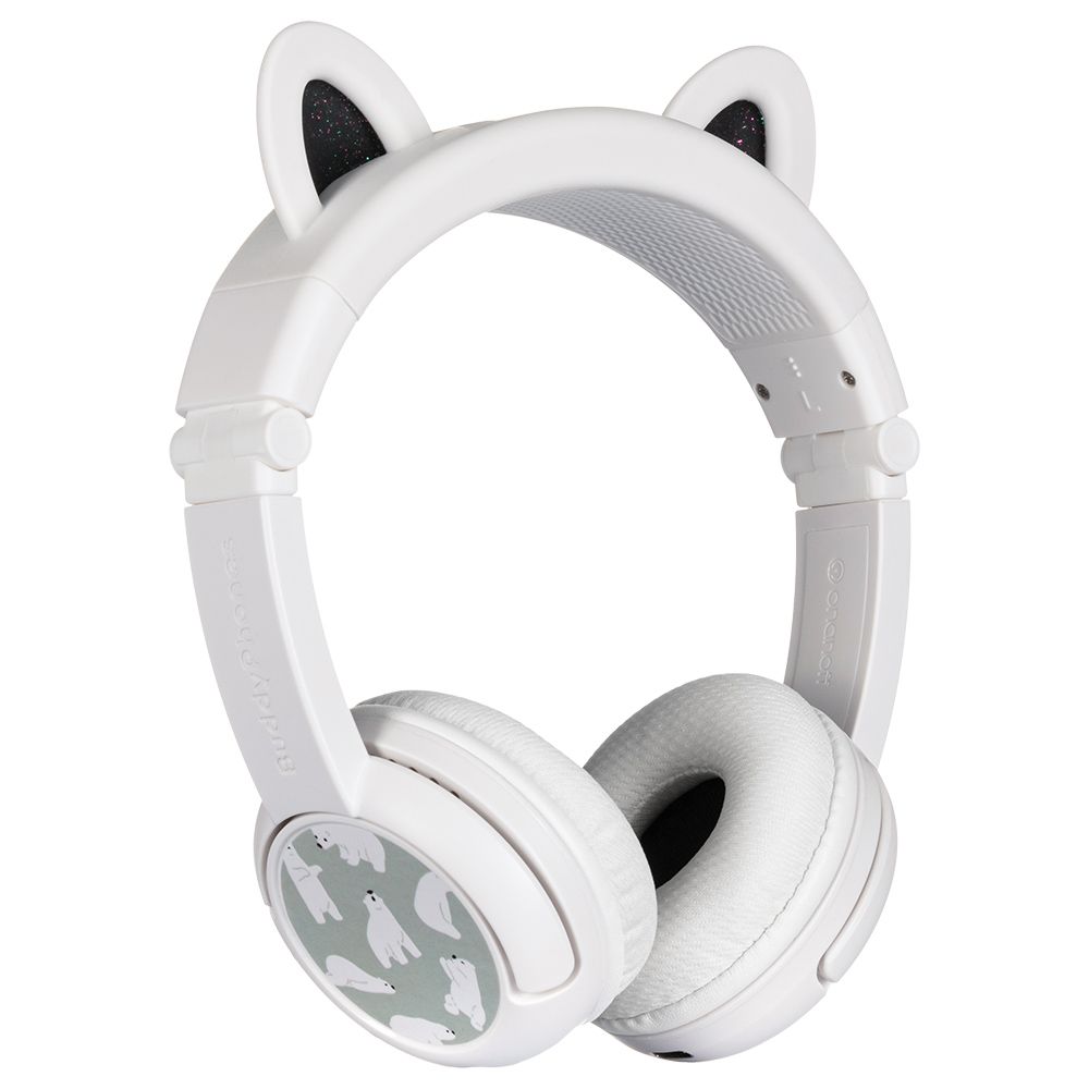 Buddyphones - Playears+ Bluetooth Wireless Headset - Bear - White