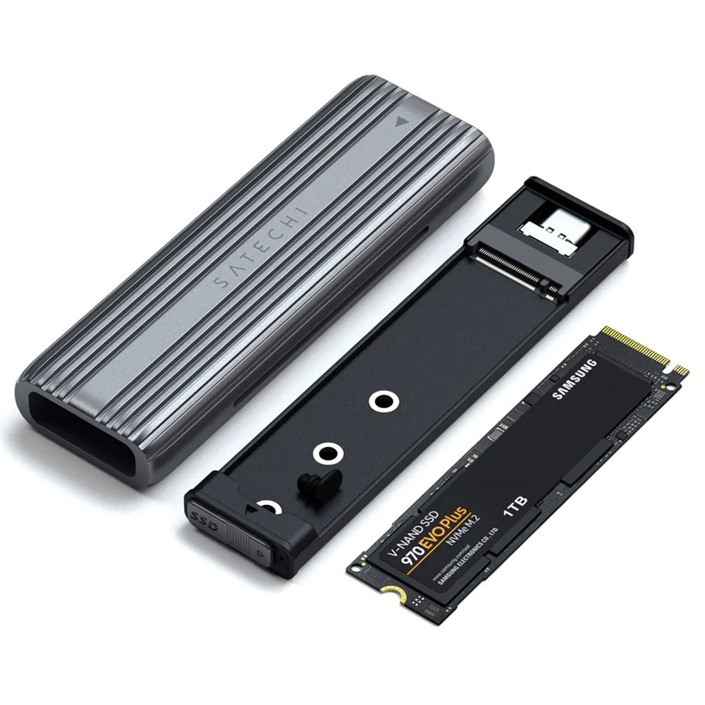 Satechi - USB-C NVME & Sata SSD Enclosure Adapter - Gray