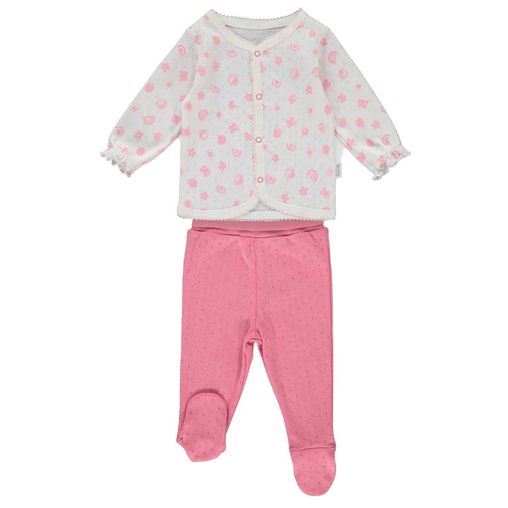 Bebetto - 2pc-Set - Girl Front Open Top & Pyjama - White