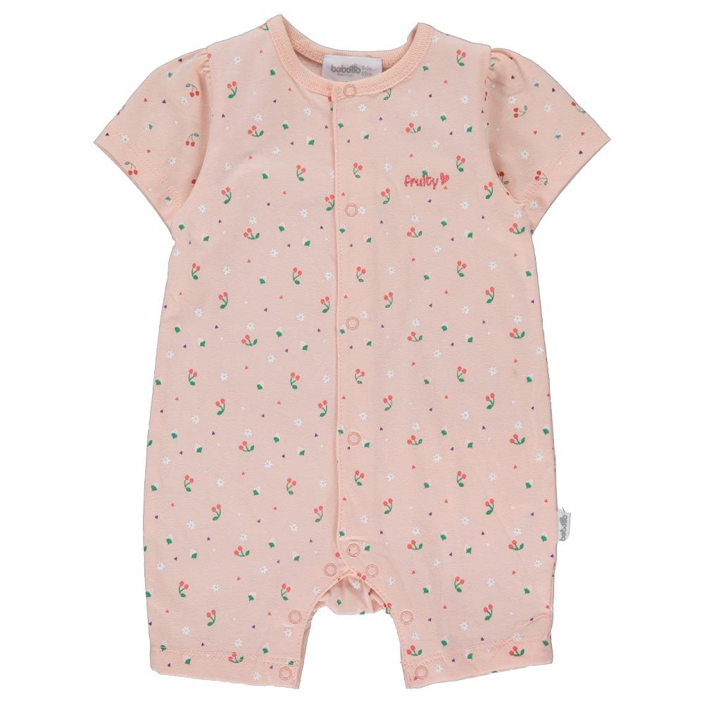 Bebetto - Baby Girl Printed Romper - Peach