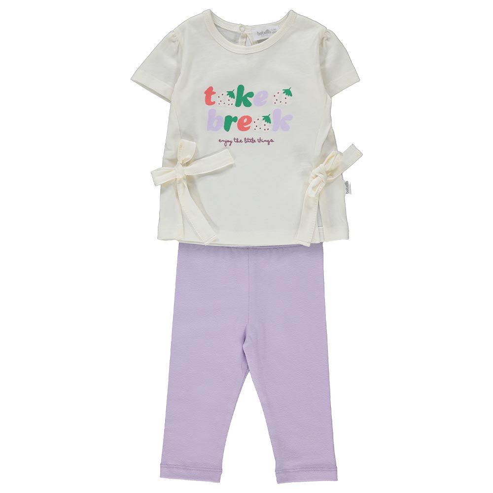 Bebetto - 2pc-Set - Baby Girl Top & Pants - White/Purple