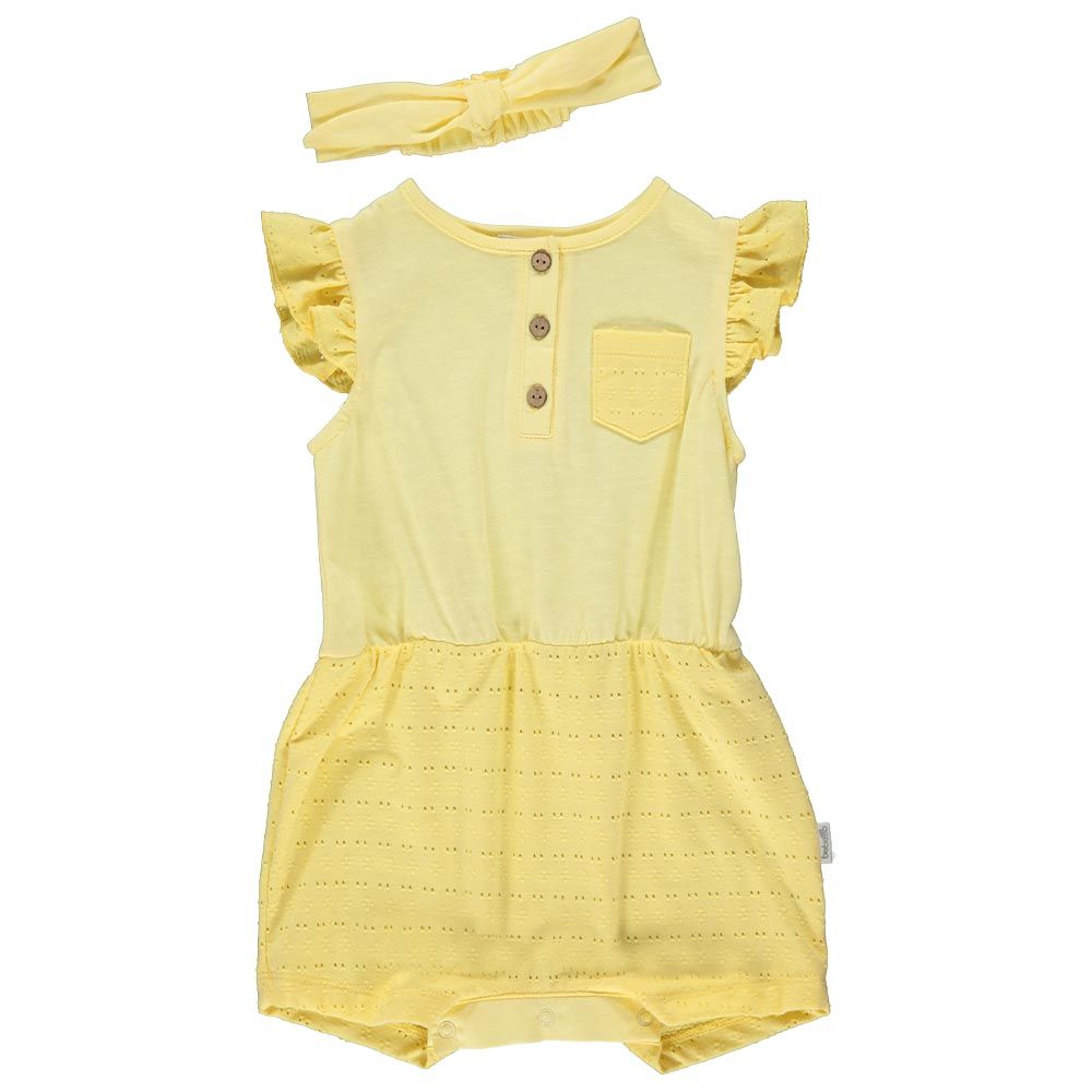 Bebetto - Baby Girl Romper W/ Hairband - Yellow