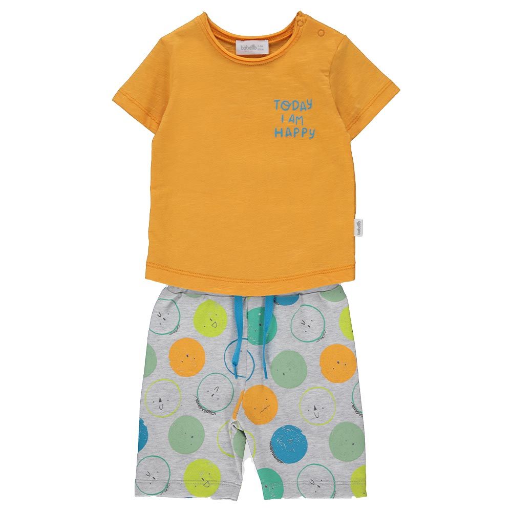 Bebetto - 2pc-Set - Boy T-Shirt & Polka Dot Shorts - Yellow