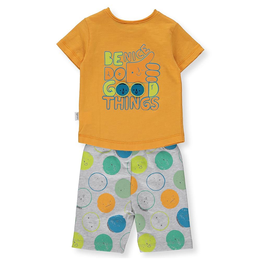 Bebetto - 2pc-Set - Boy T-Shirt & Polka Dot Shorts - Yellow