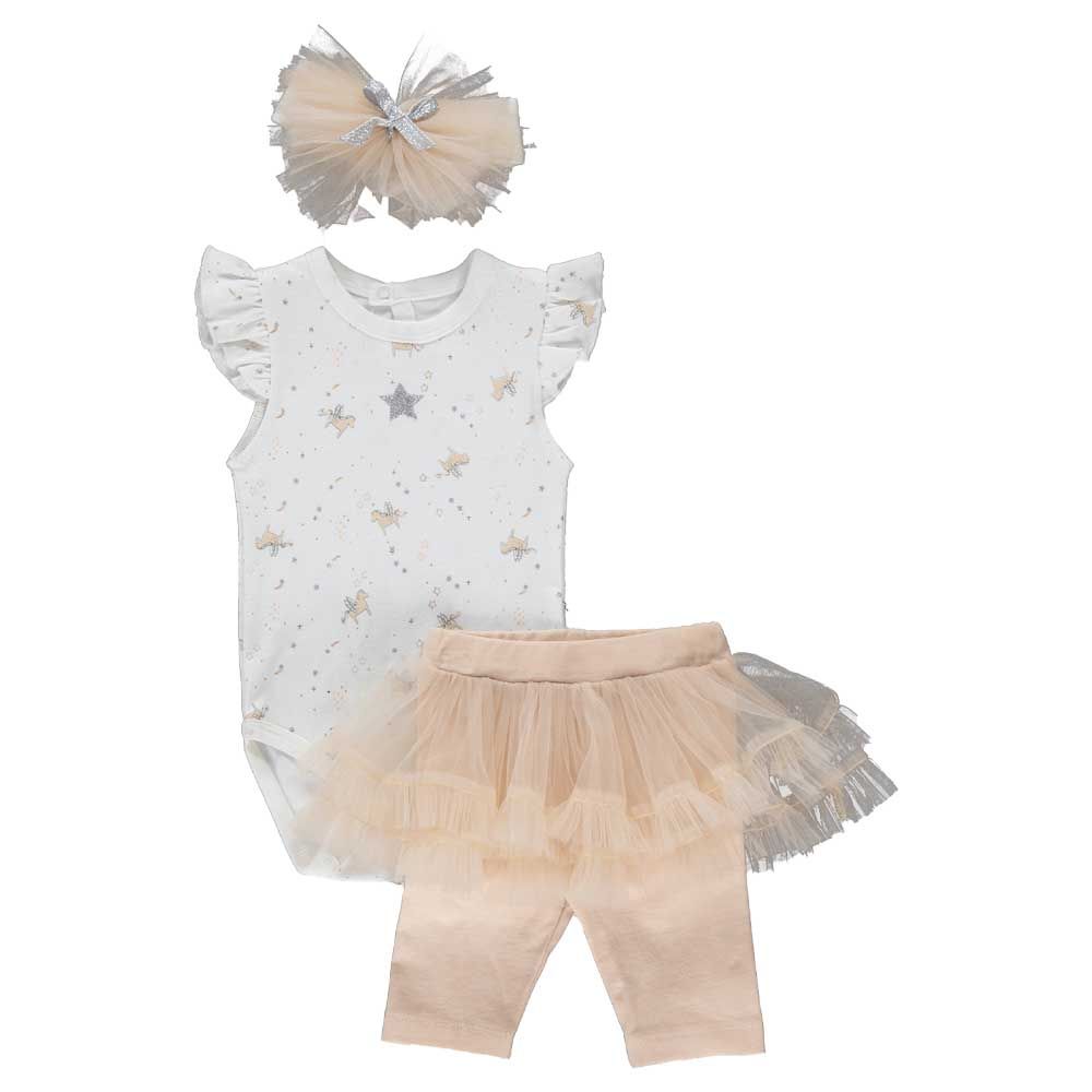 Bebetto - Baby Girl Printed Bodysuit, Leggings & Hairband