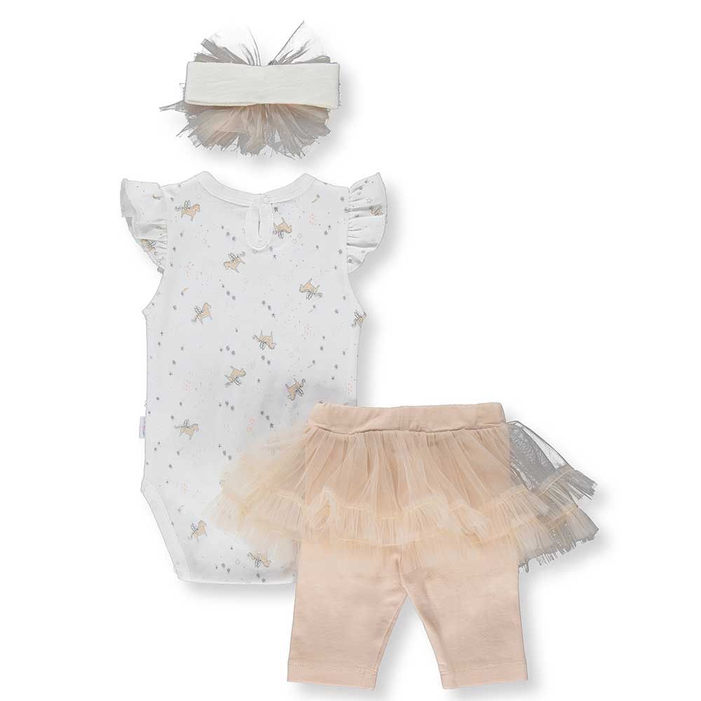 Bebetto - Baby Girl Printed Bodysuit, Leggings & Hairband