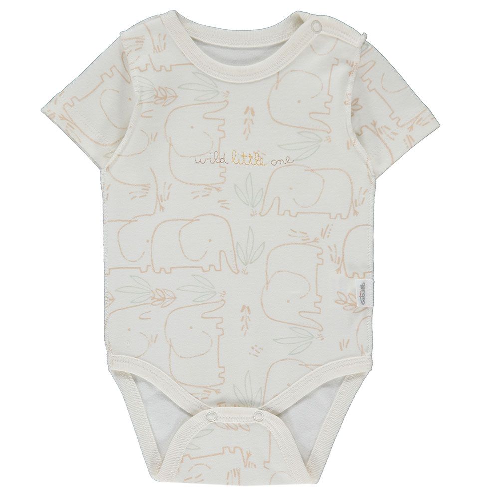 Bebetto - Baby Boy Short Sleeves Printed Bodysuit - White