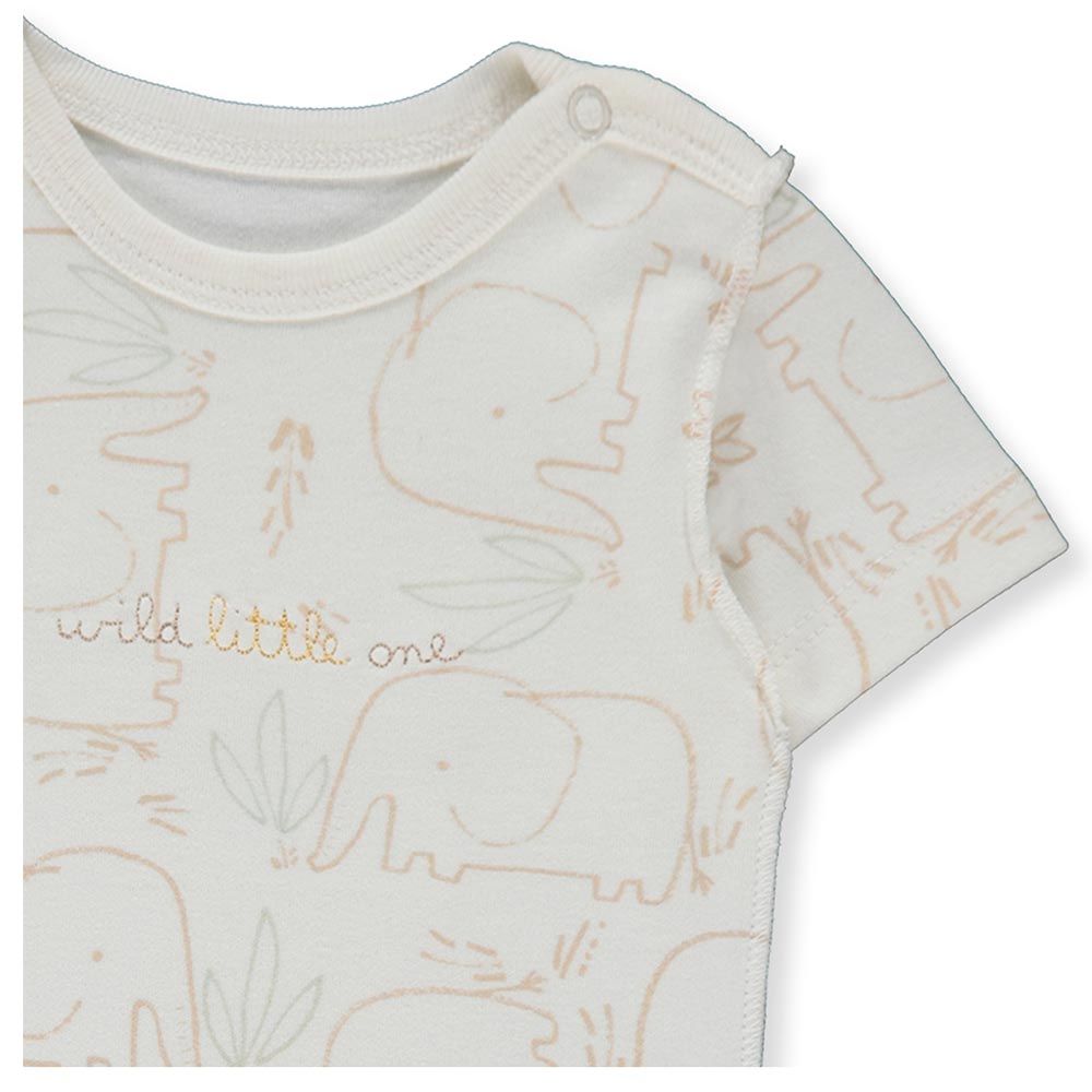 Bebetto - Baby Boy Short Sleeves Printed Bodysuit - White