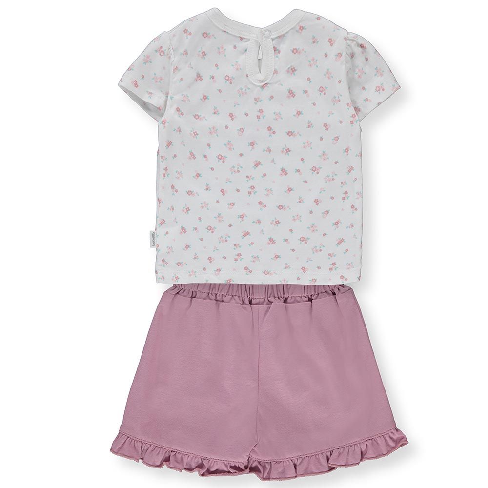 Bebetto - 2pc-Set - Baby Girl Top & Shorts - Dark Mauve