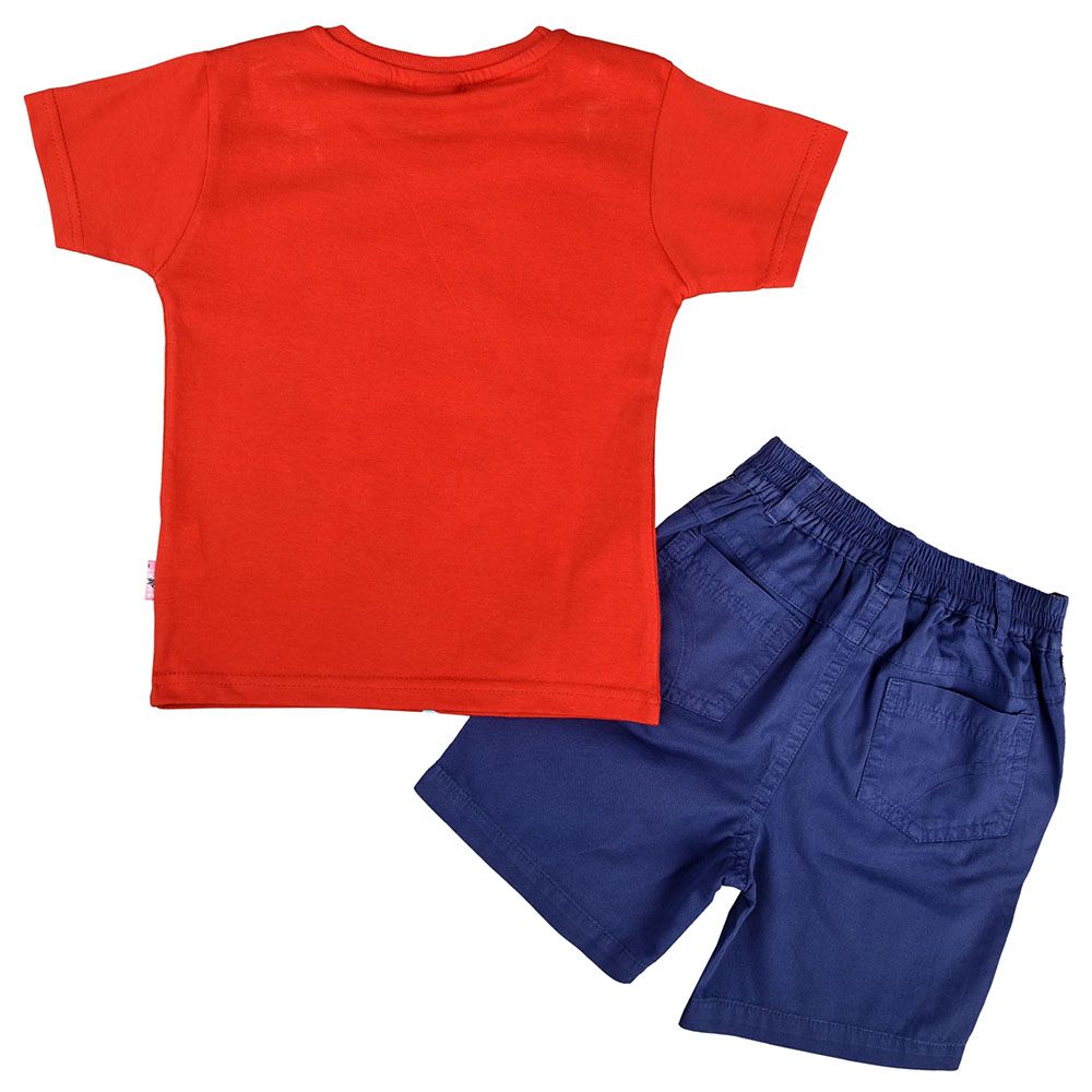 Smart Baby - 2pc-Set - Baby Boy T-Shirt & Bermuda - Red/Blue