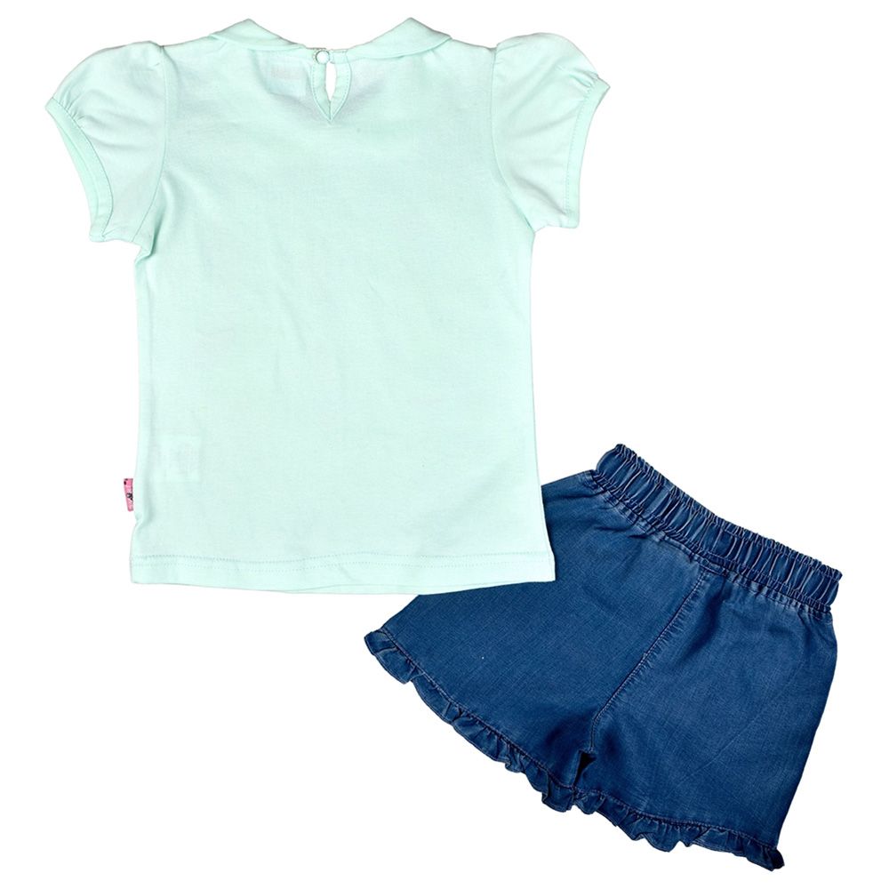 Smart Baby - 2pc-Set - Baby Girl Top & Shorts - Mint/Navy