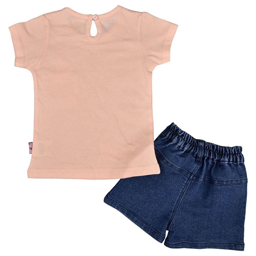 Smart Baby - 2pc-Set - Baby Girl Top & Shorts - Blue/Peach