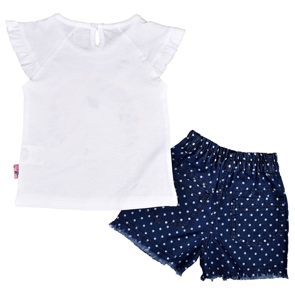 Smart Baby - 2pc-Set - Baby Girl Top & Shorts - White/Blue