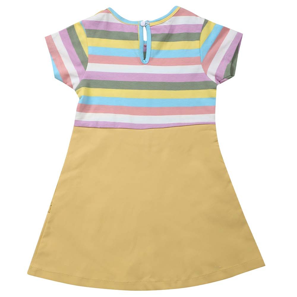 Smart Baby - Baby Girl Dungaree Dress - Mustard