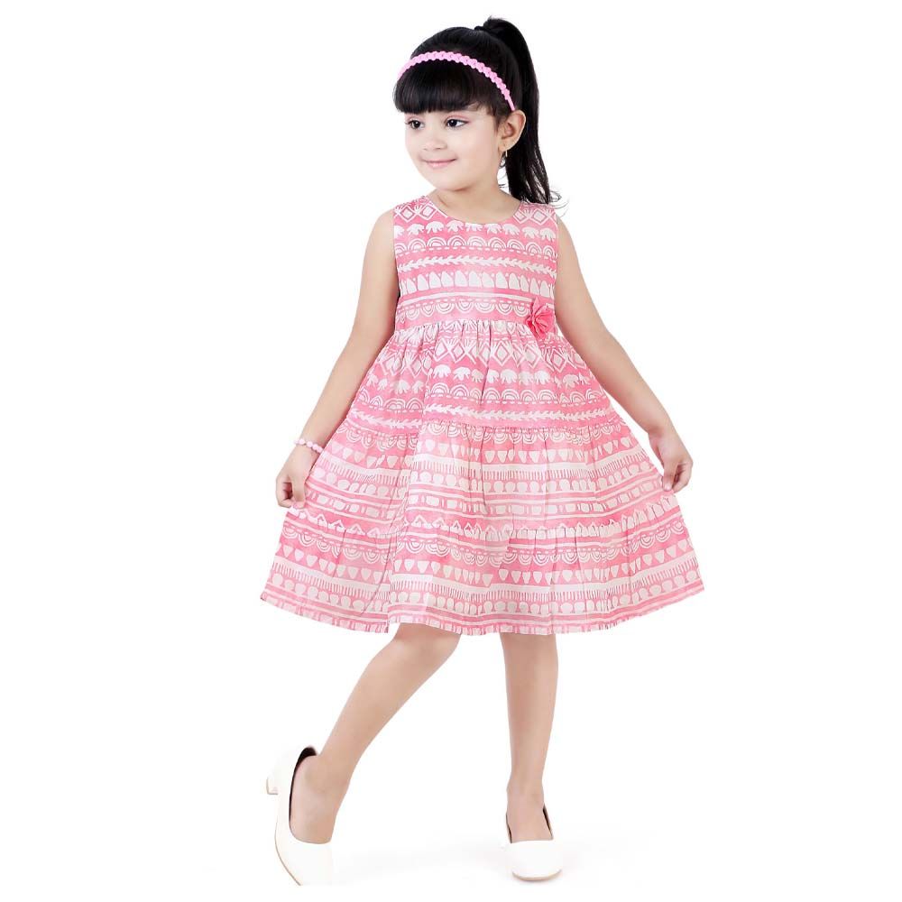 Smart Baby - Baby Girl Printed Dress - Pink