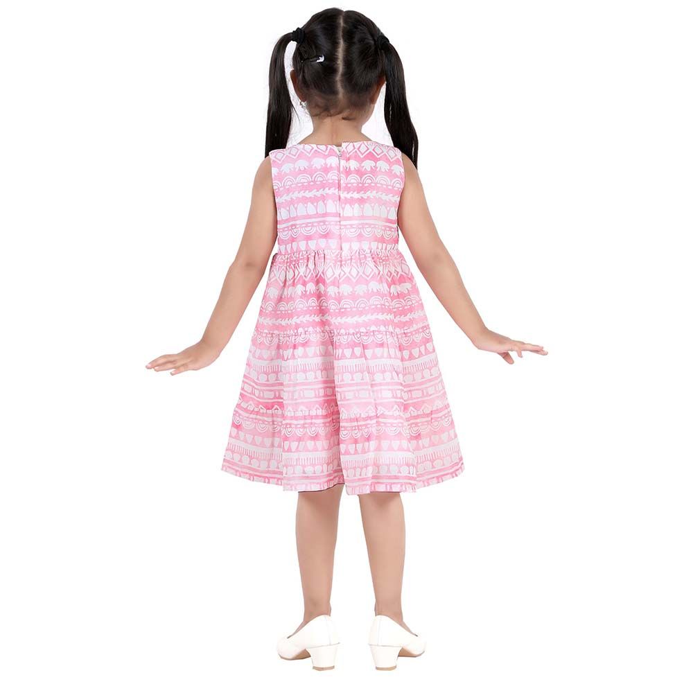 Smart Baby - Baby Girl Printed Dress - Pink