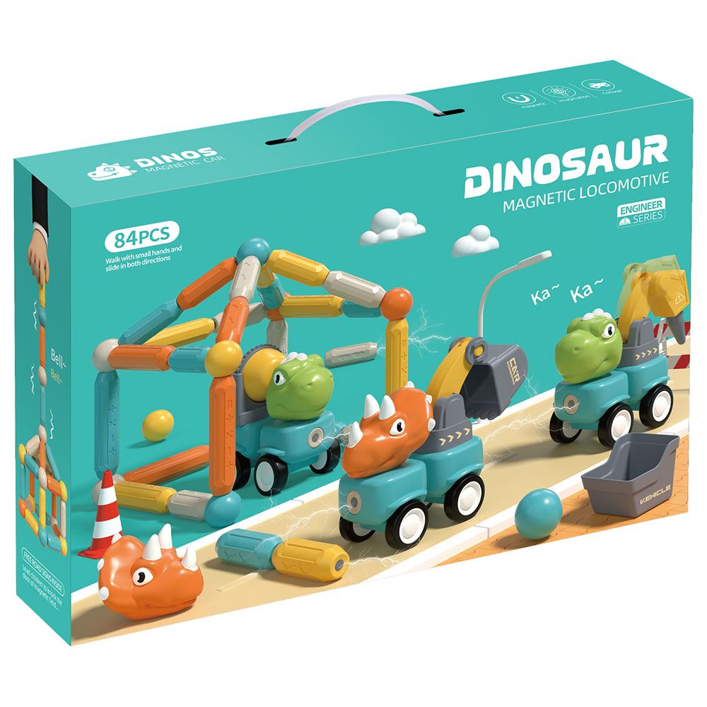 Little Learners - Magnetic Dinosaur Engineering Car Set - 84pcs (Exclusive)