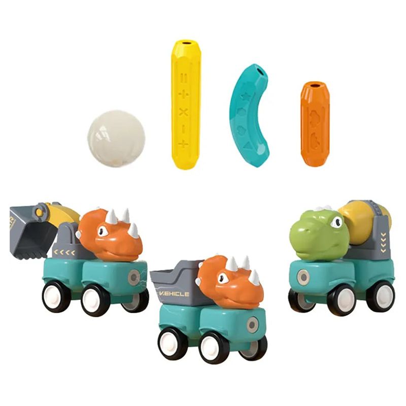 Little Learners - Magnetic Dinosaur Military Car Set - 105pcs (Exclusive)