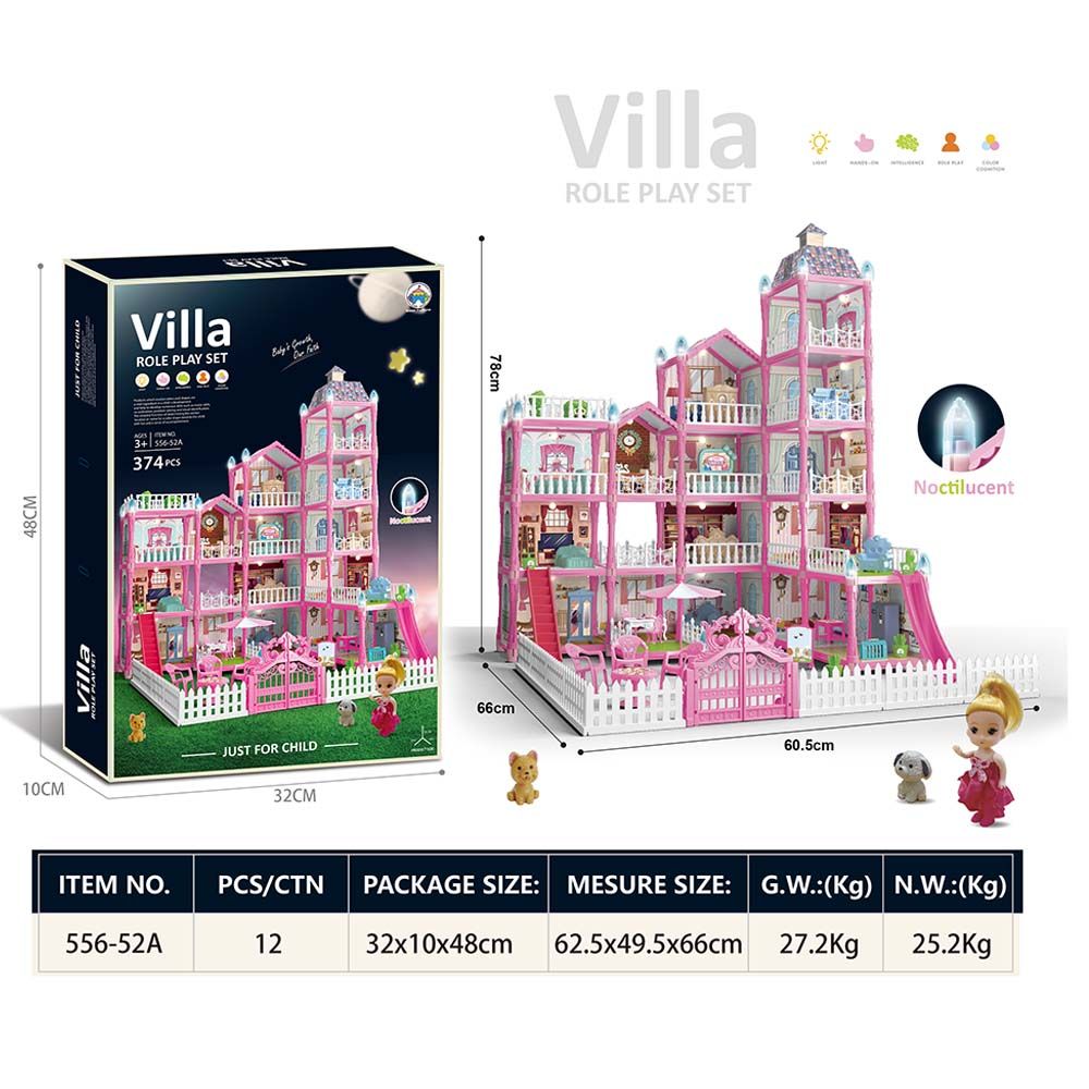 Little Learners - DIY Luminous Assembly Villa - 374pcs - Pink (Exclusive)