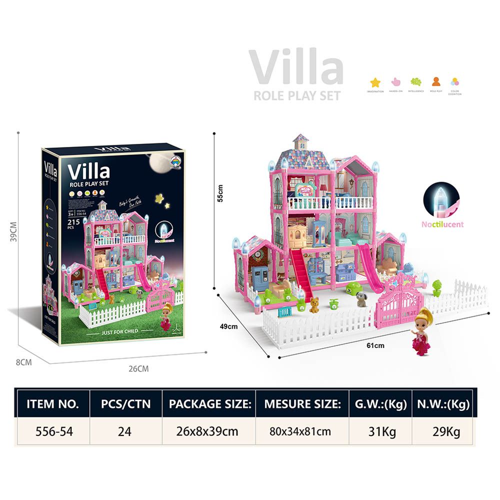 Little Learners - DIY Luminous Assembly Villa - 215pcs - Pink (Exclusive)