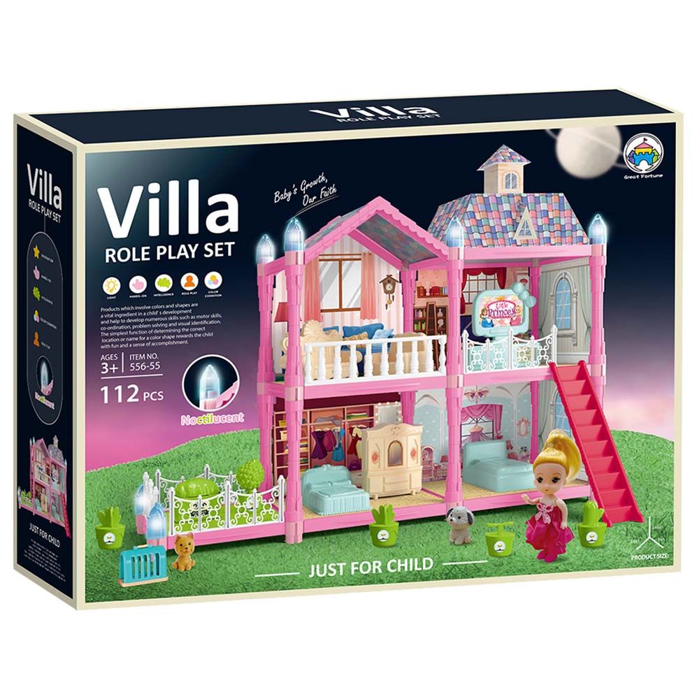 Little Learners - DIY Luminous Assembly Villa - 112pcs - Pink