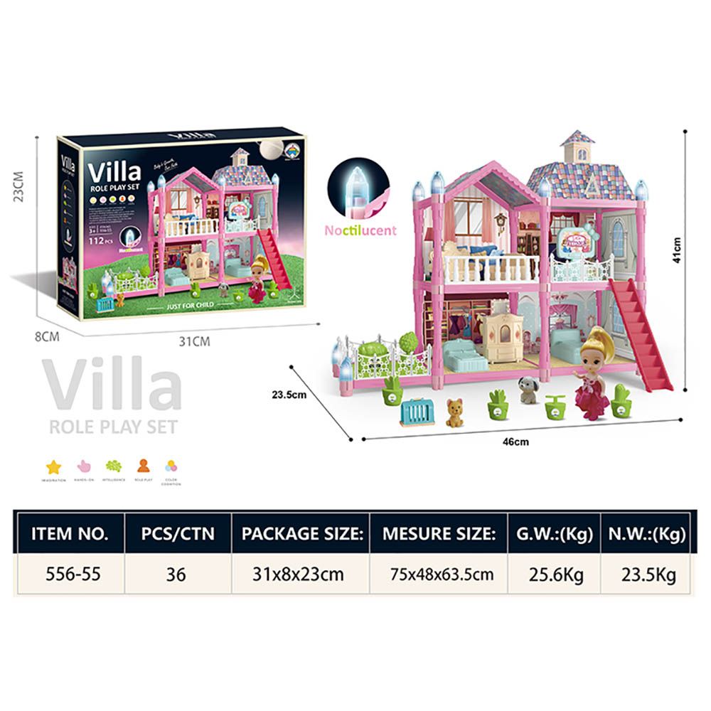 Little Learners - DIY Luminous Assembly Villa - 112pcs - Pink