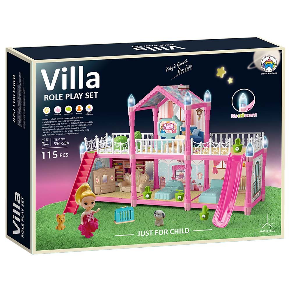 Little Learners - DIY Luminous Assembly Villa - 115pcs - Pink