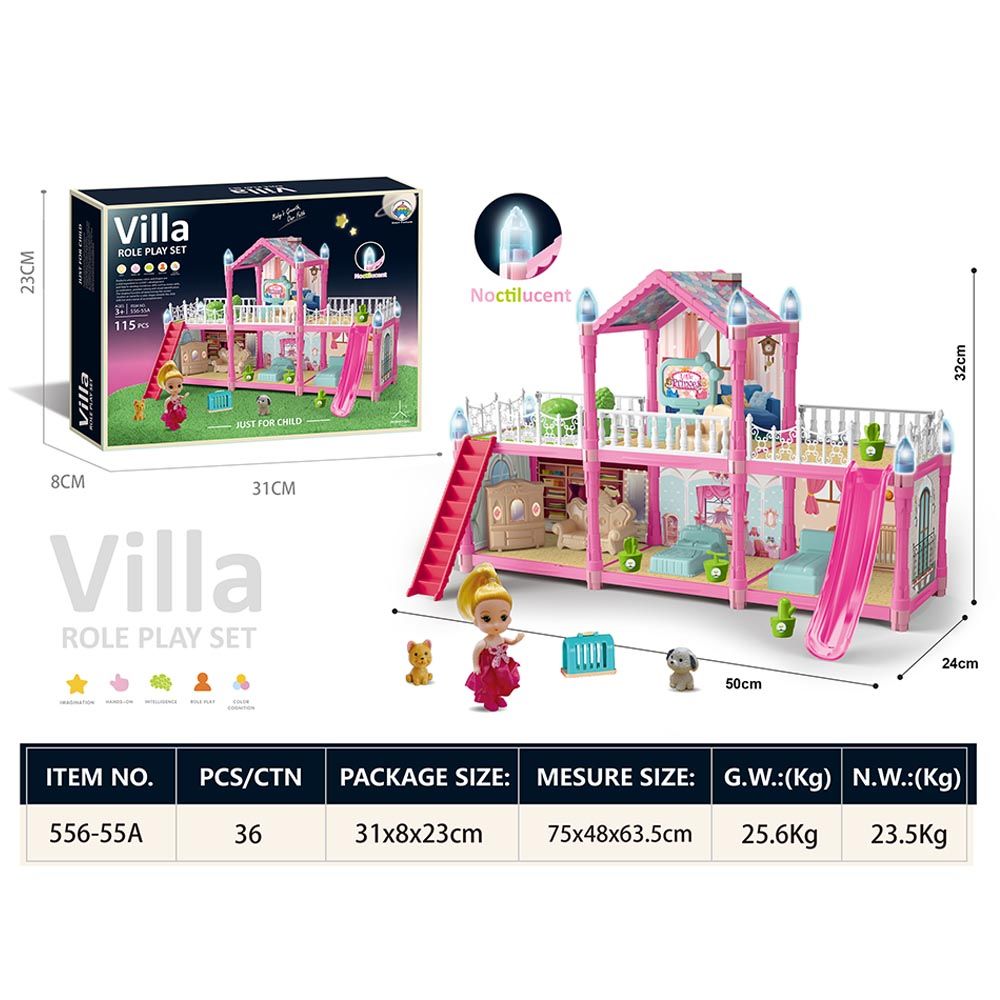 Little Learners - DIY Luminous Assembly Villa - 115pcs - Pink