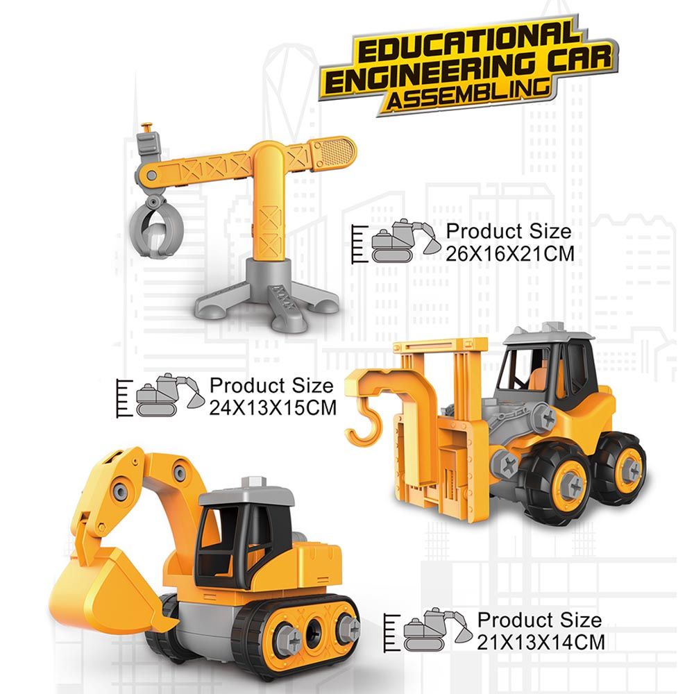 Little Learners - Educational Car Assembly Set - Excavator Crane w/ Tower Crane (Exclusive)