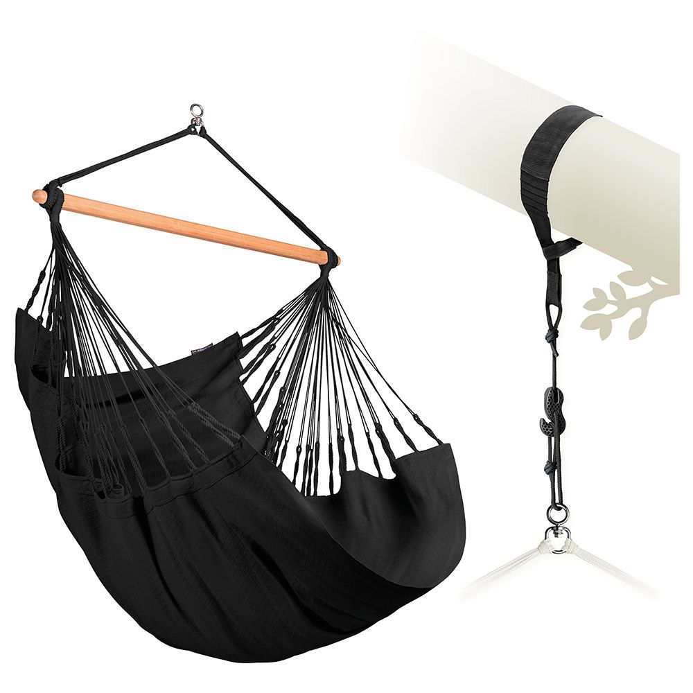 La Siesta - Habana Onyx Cotton Comfort Hammock Chair - Black