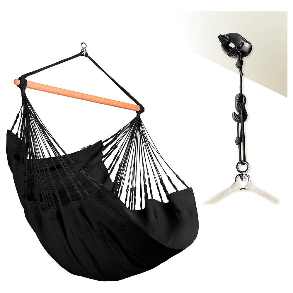 La Siesta - Habana Onyx Cotton Comfort Hammock Chair - Black