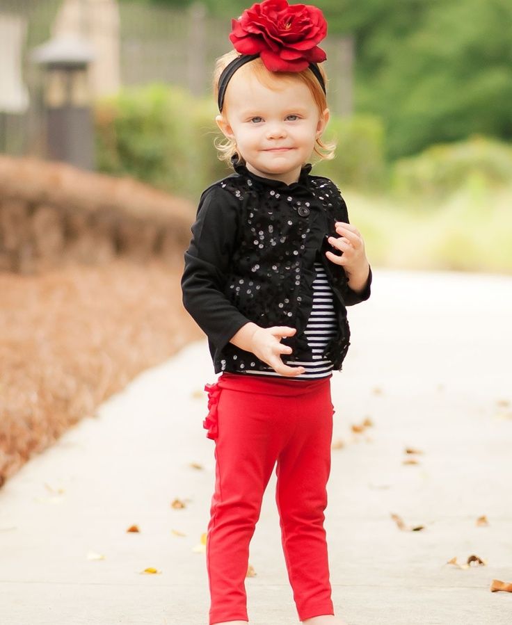 RuffleButts Red Sparkle Stretch Pants