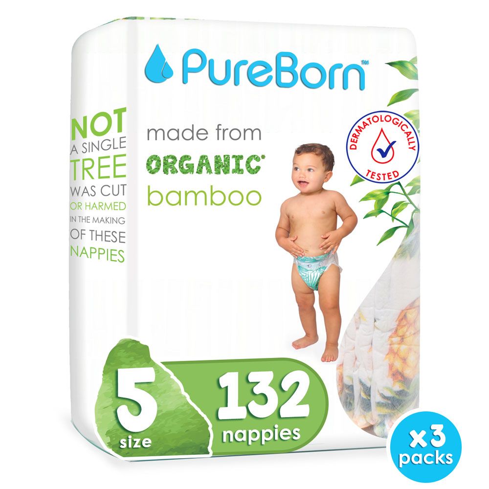 Pureborn Size 5 Double Pack 11-18kg Nappy 44's x 3 Bundle - Assorted