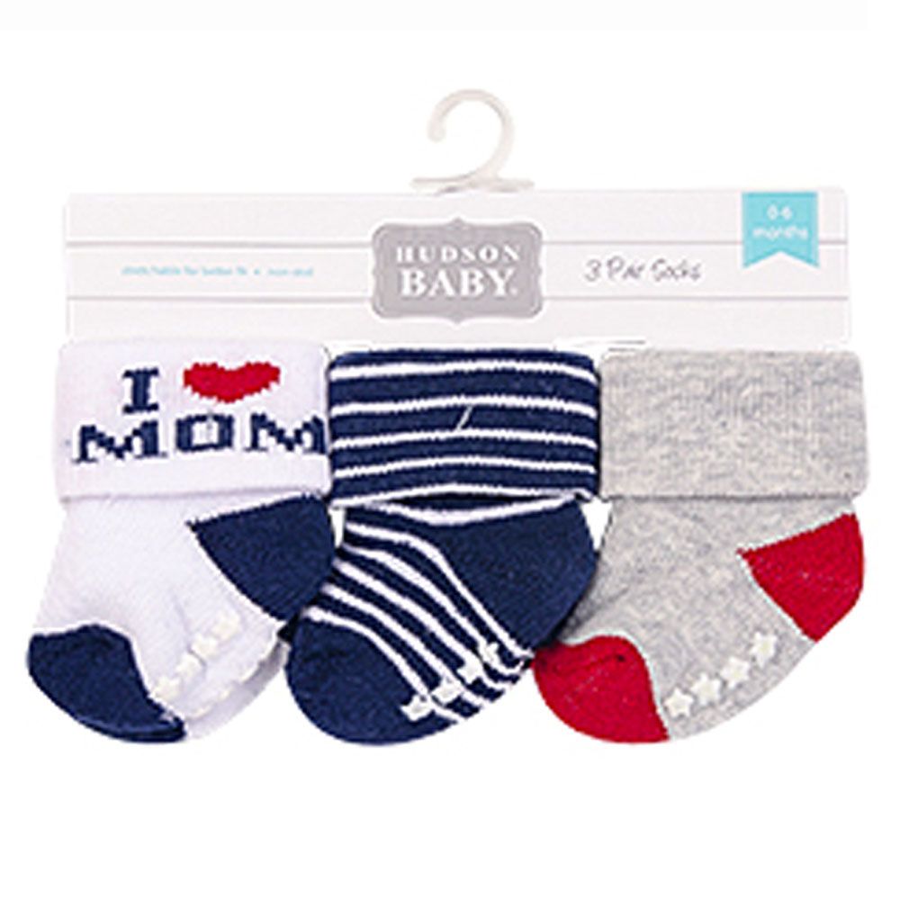 Hudson Childrenswear - Anti Slip Socks - Pack of 3 - I Love Mom