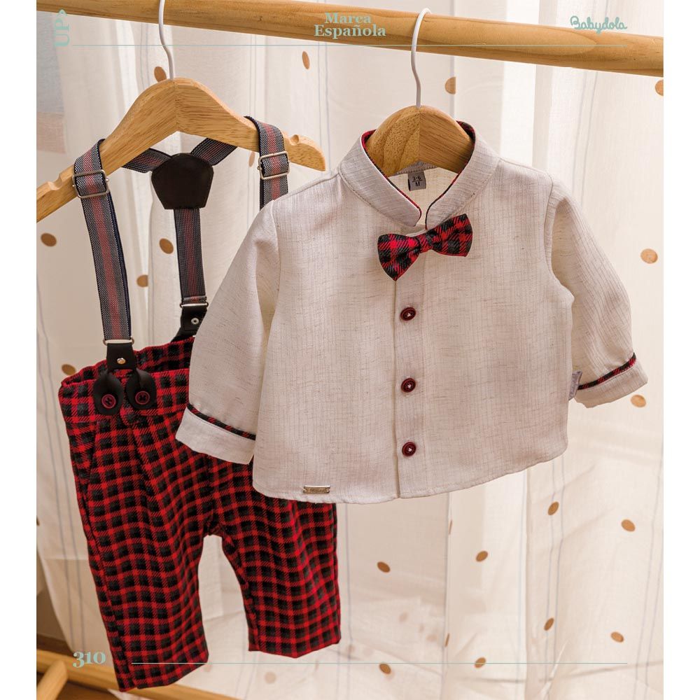 Babydola - 4pc-Set - Sweetpea Suspender Suit - Red