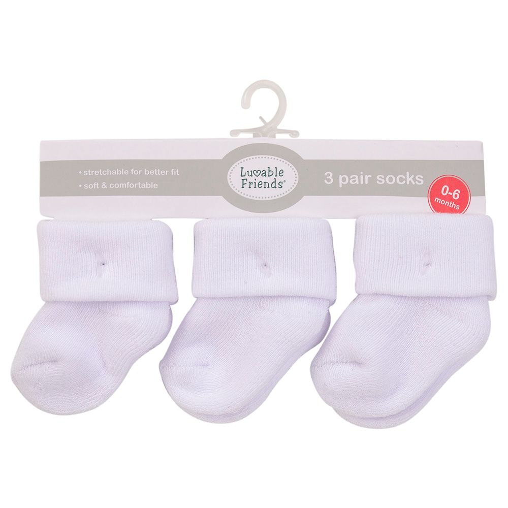 Hudson Childrenswear - 3-Pk Cotton White Baby Terry Socks