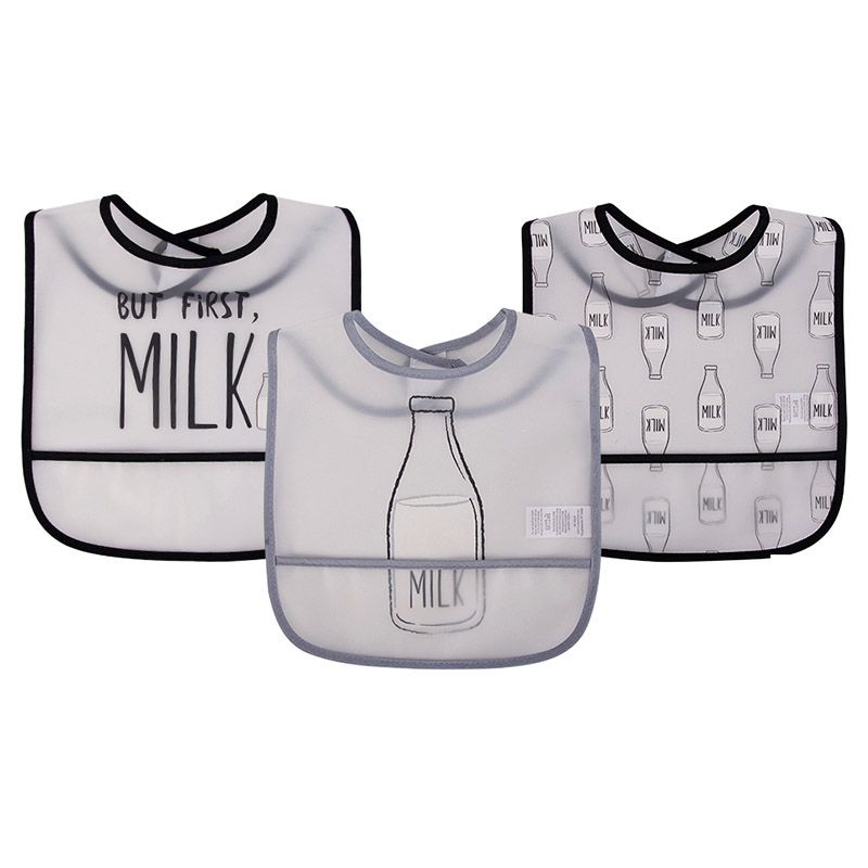 Hudson Childrenswear - Milk Waterproof PEVA Bibs Pack of 3