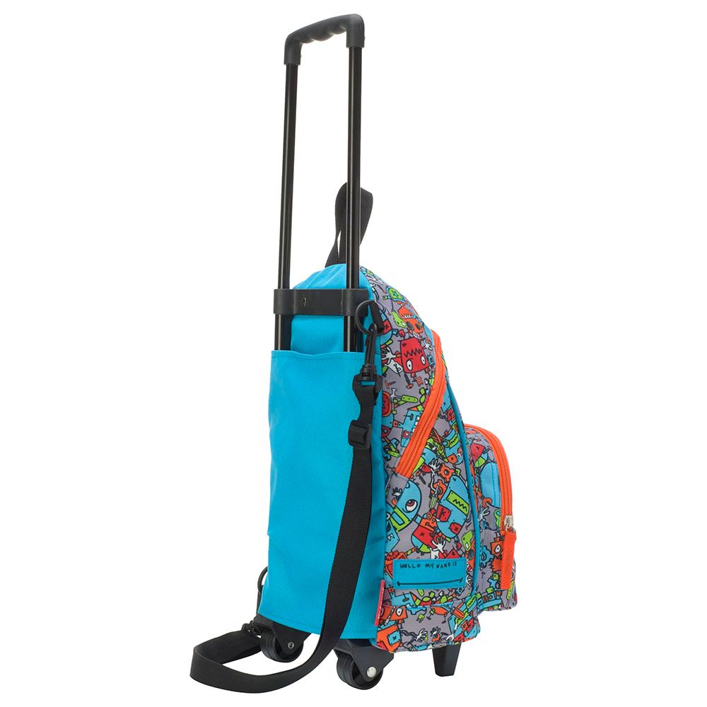 Zip & Zoe - Kid's Mini Trolley Bag - Robot Blue