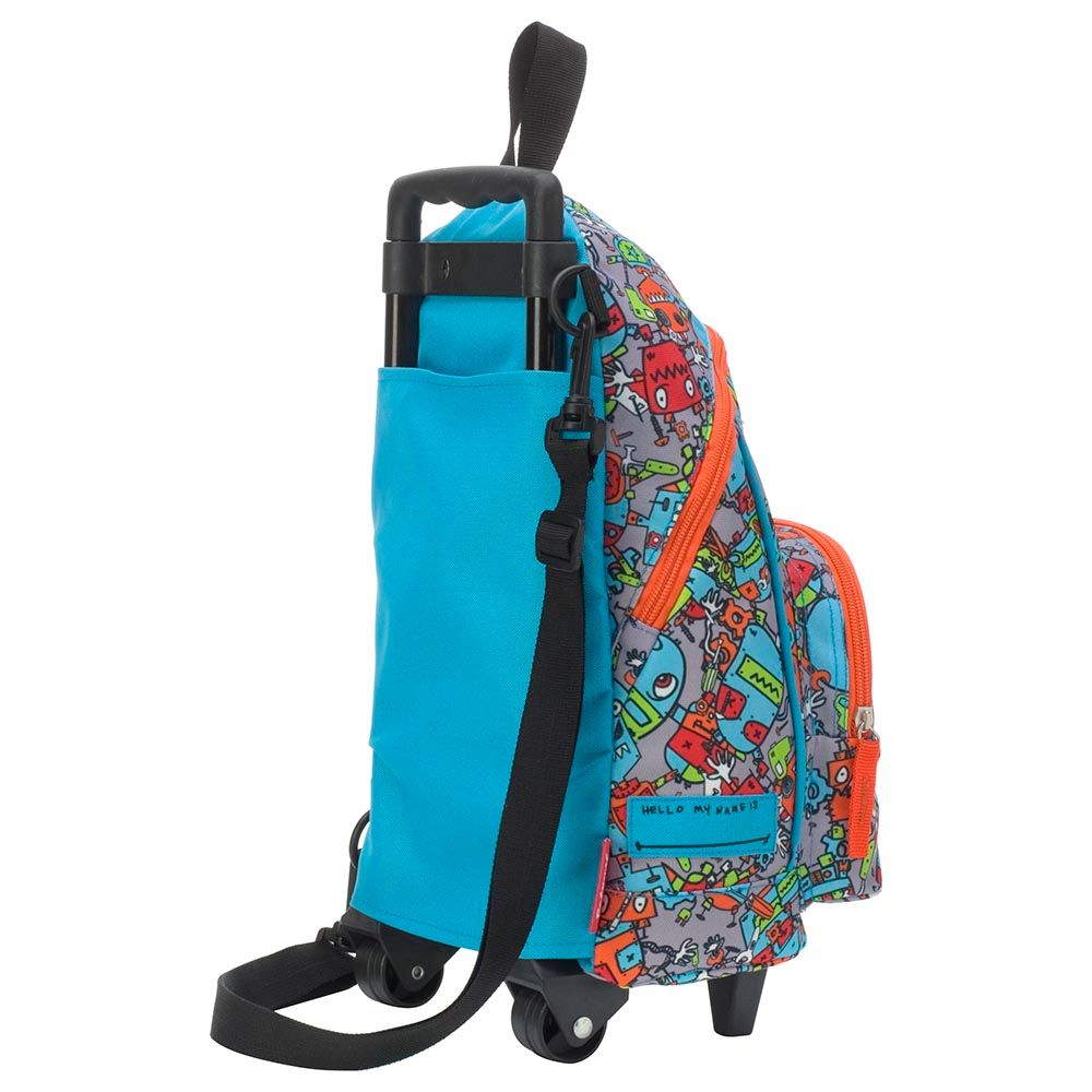 Zip & Zoe - Kid's Mini Trolley Bag - Robot Blue