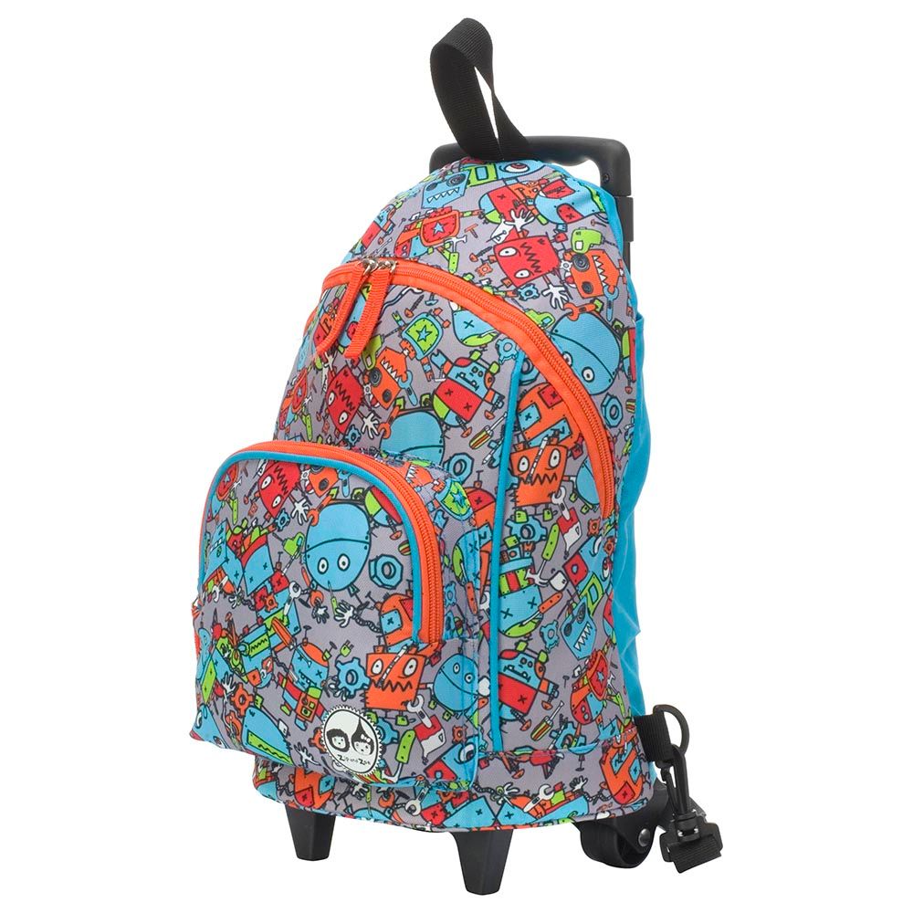 Zip & Zoe - Kid's Mini Trolley Bag - Robot Blue