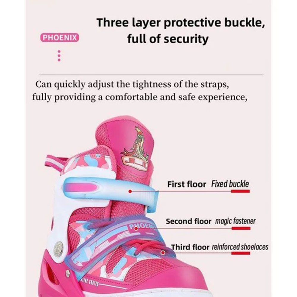 Dreeba - PVC Kids Inline Roller Skates - Pink