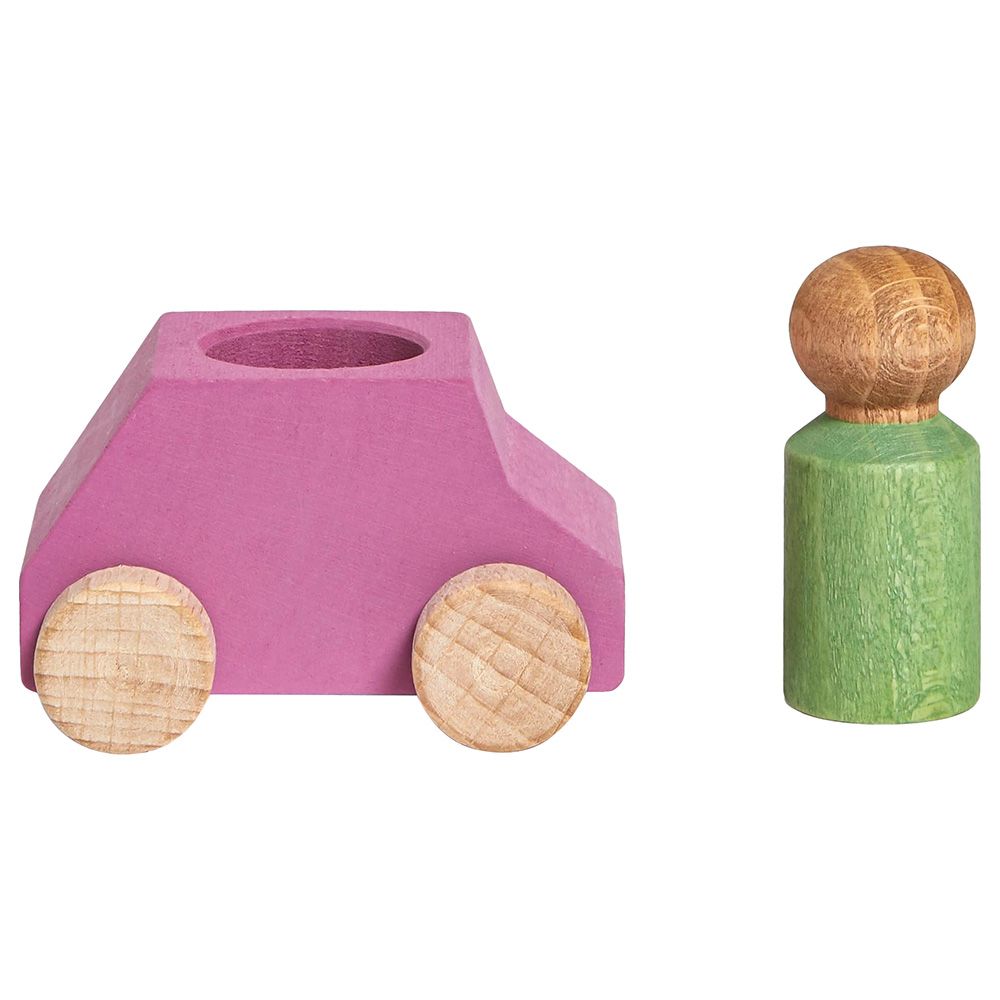 Lubulona - Pink Wooden Car W/ Figure