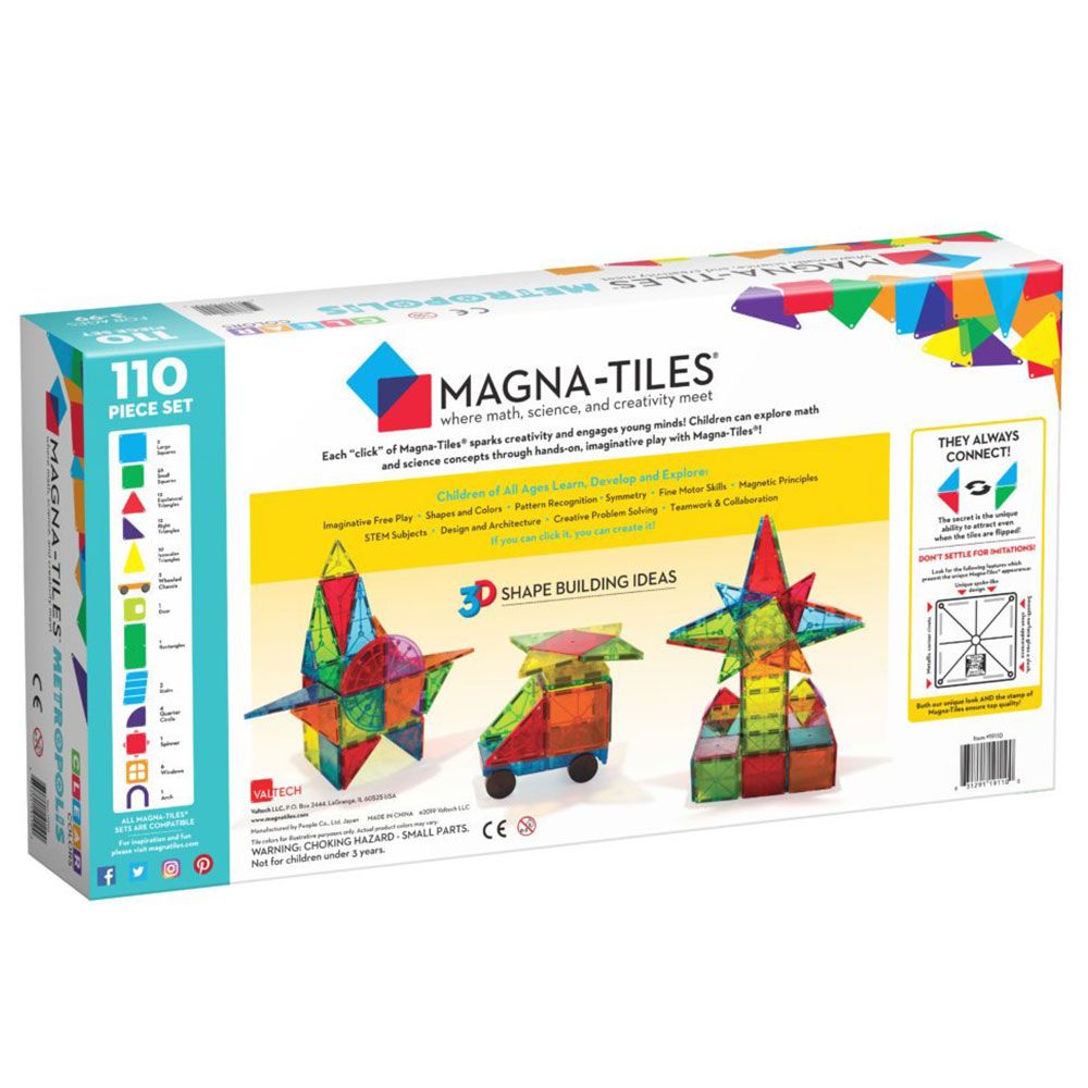 MAGNA-TILES - Metropolis 110 Magnetic Building Tiles -Piece Set