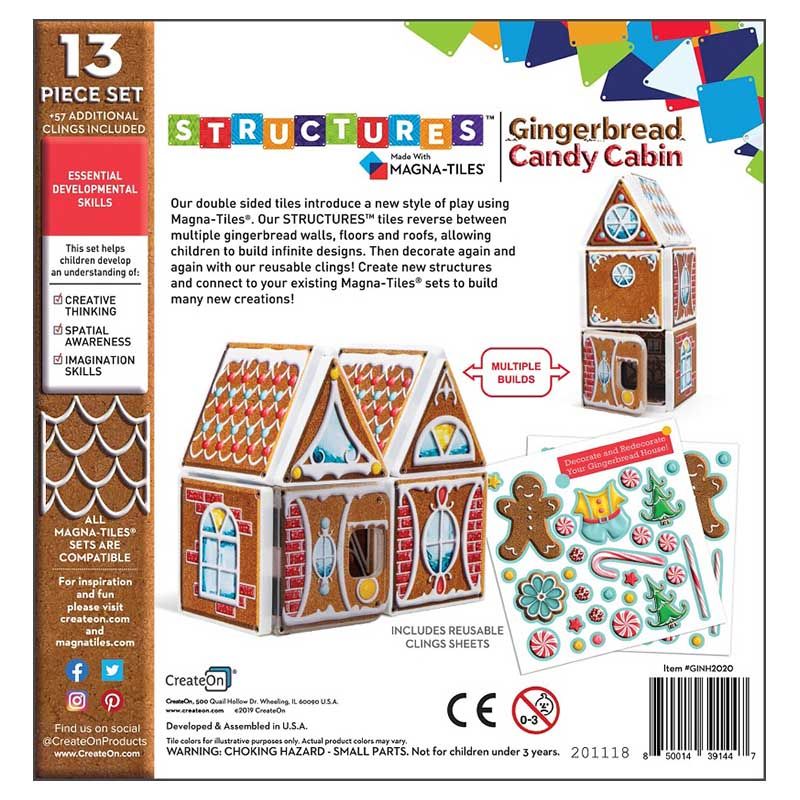 MAGNA-TILES - Structures Gingerbread Candy Cabin 2020