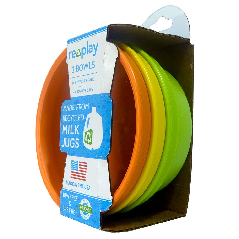 Re-play - Orange, Yellow & Green Packaged Bowls - Pack of 3