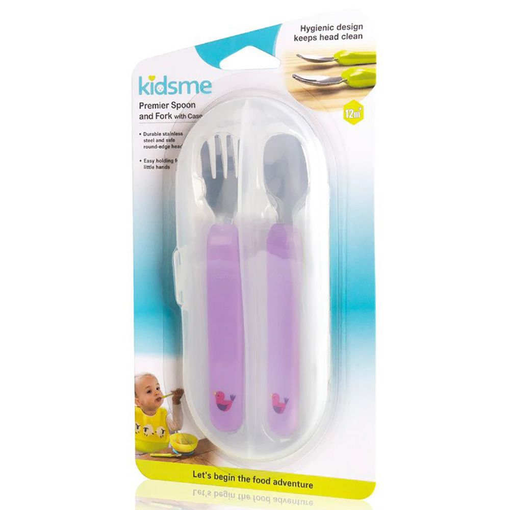 Kidsme - Premier Spoon & Fork With Case - Lavender