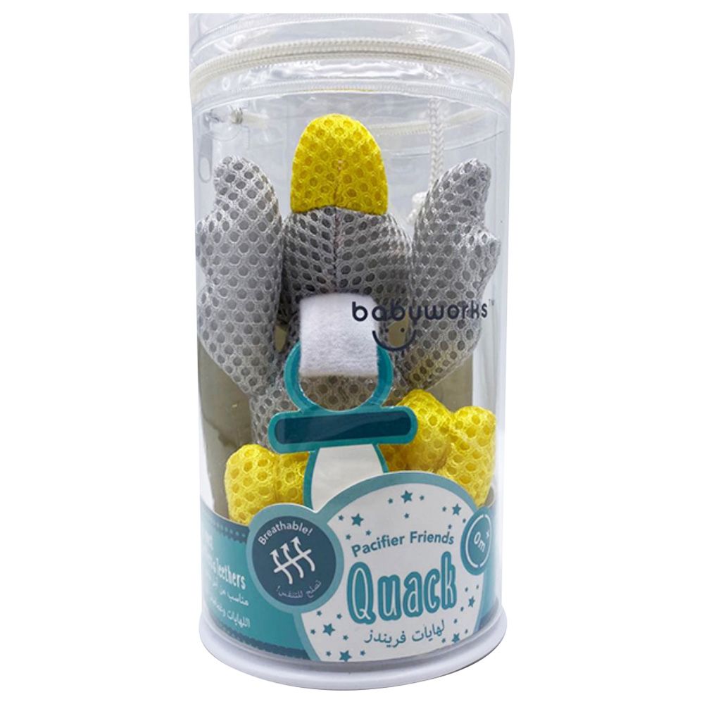 Babyworks - Pacifier Holder Breathable Toy Grey Duck, Quack