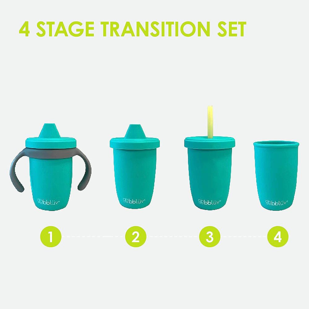 Bbluv - Kup 4-in-1 Silicone Toddler Straw Sippy Cup - Aqua