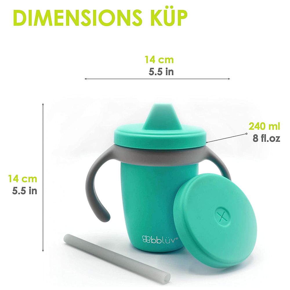 Bbluv - Kup 4-in-1 Silicone Toddler Straw Sippy Cup - Aqua