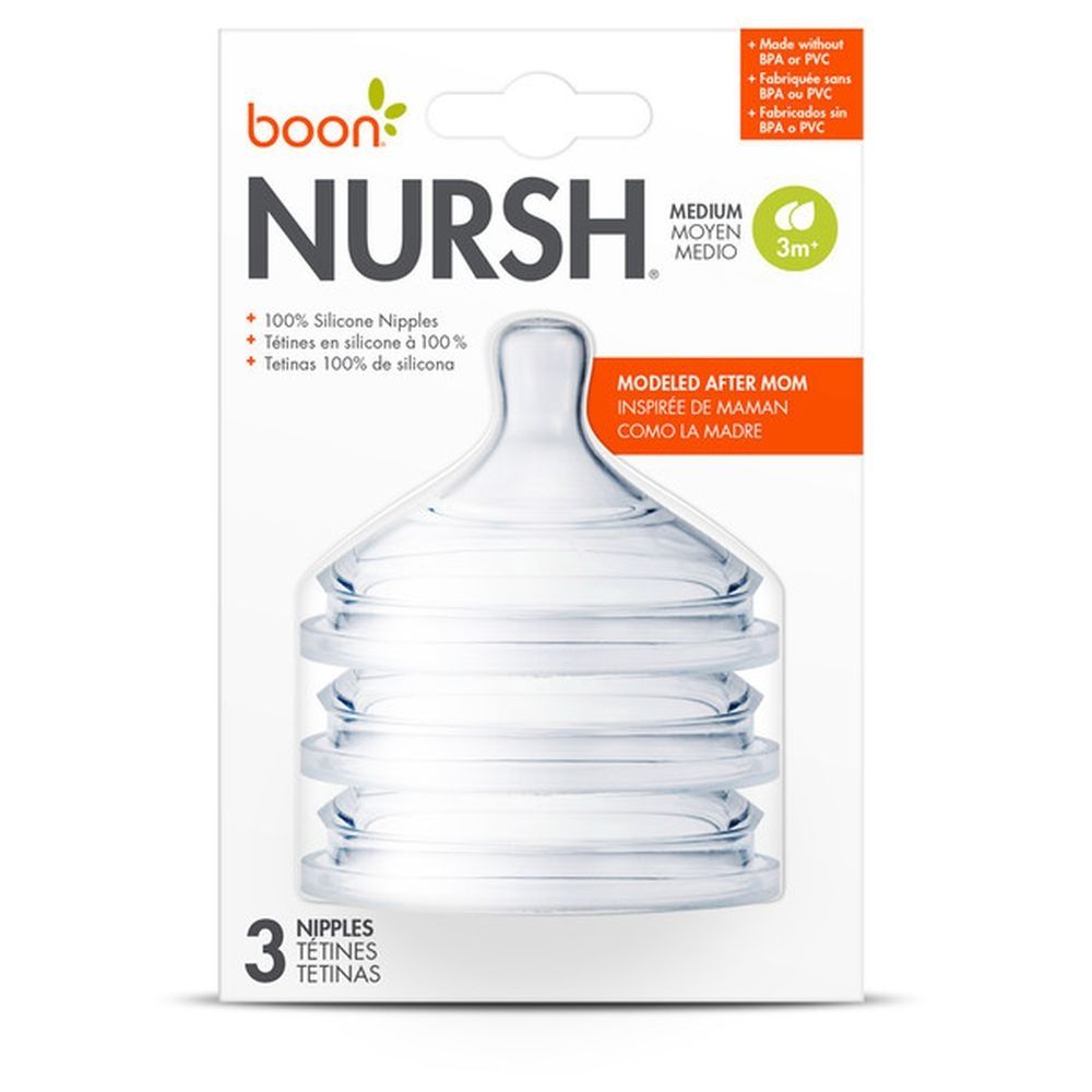 Boon - Nursh Nipples Medium 3m+ Pack of 3